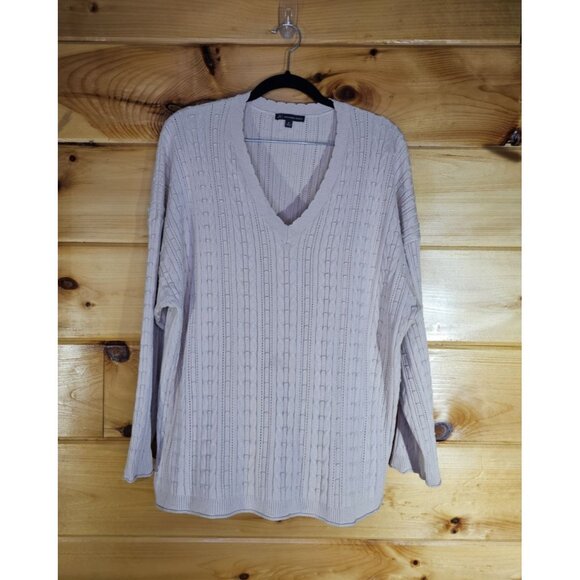 Adrianna Papell Womans Plus Size 2X Sweater Tan Long Sleeves Light Weight - Picture 1 of 8